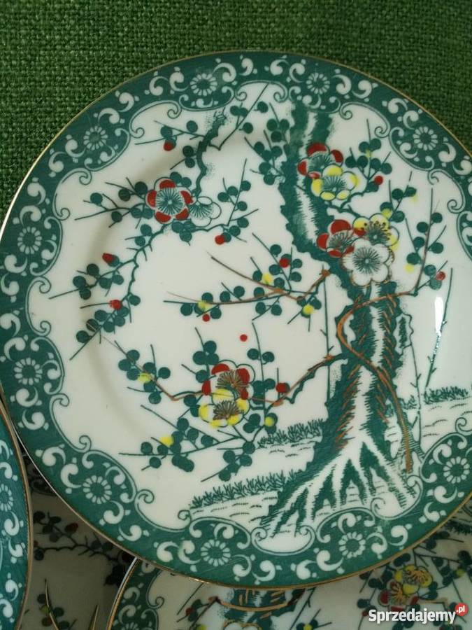 Talerzyki deserowe Chiński wzór zieleń Porcelana i szkło Ropa