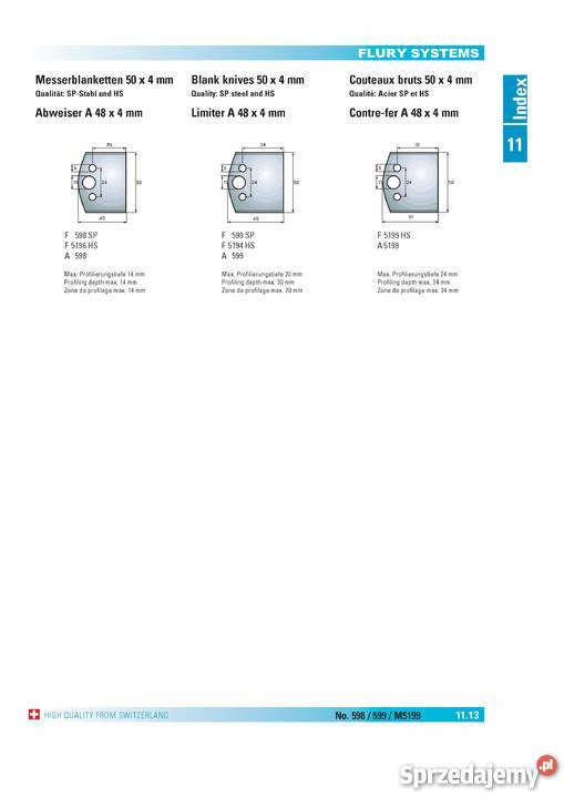 Noże profilowe 50x4mm do głowicy uniwersalnej Warszawa