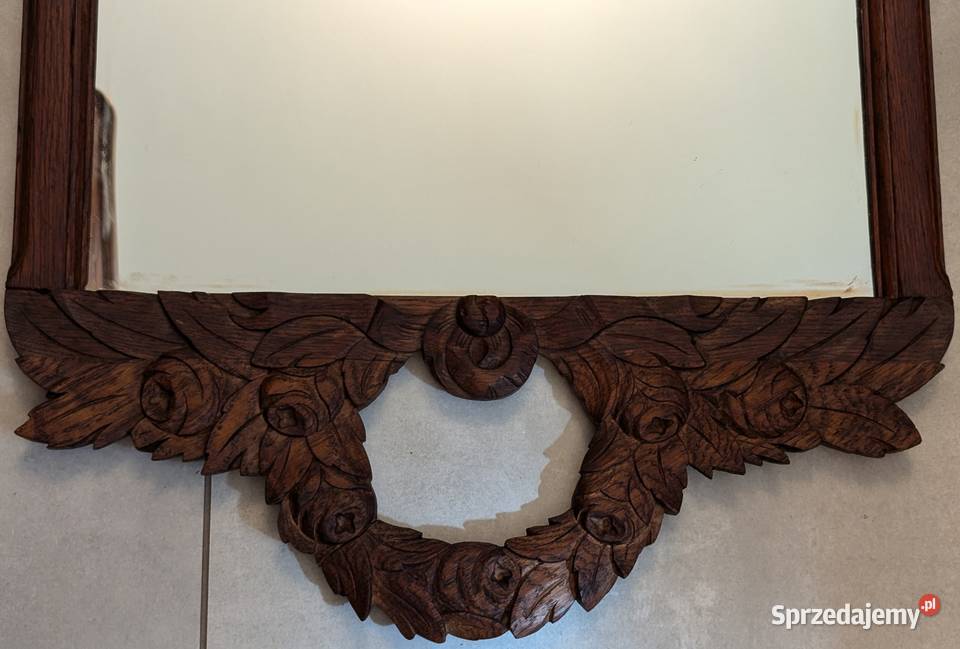 Piękne ciemne dębowe lustro secesyjnesklep Dom i Ogród
