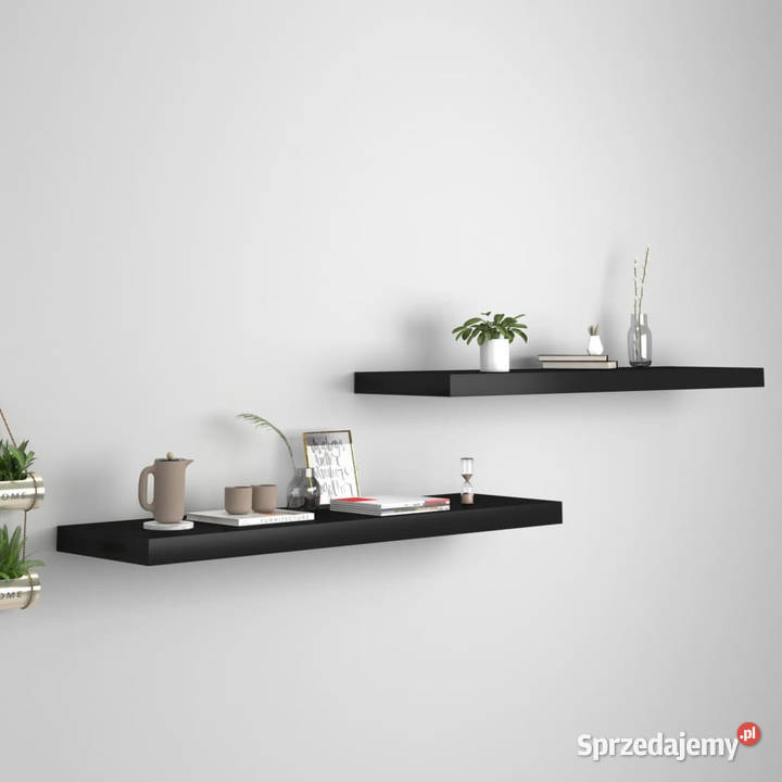 Półki ścienne 2 czarne 90x235x38 MDF WM323839