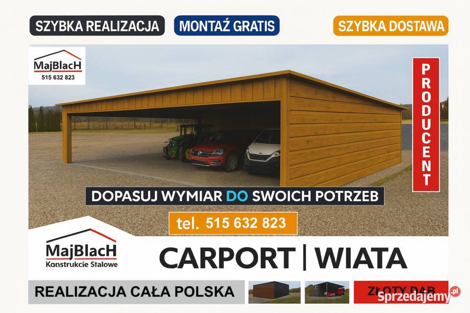 GRAFIT ZŁOTY DĄB WIATA Garaż Blaszany Zadaszenie Sprzedaż Opole