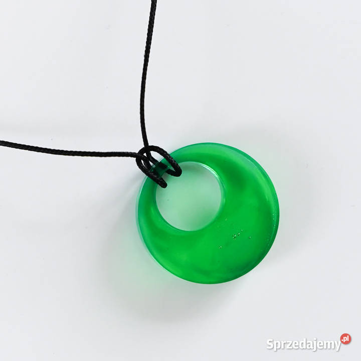Okrągły zielony wisiorek z żywicy średnica 29 mazowieckie Warszawa