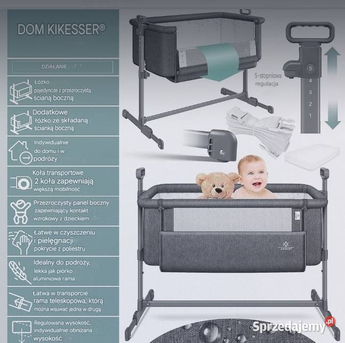 Łóżeczko dziecięce z miękkim materacem kółkami Rzeszów