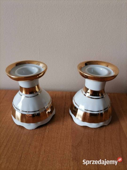 Dwa Świeczniki Porcelanowe Dostojne Vintage