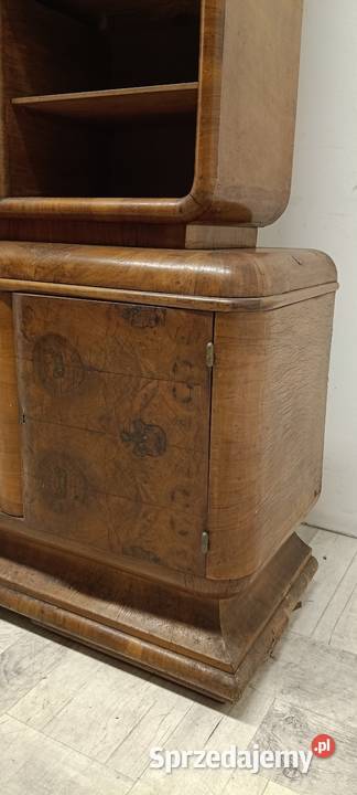 kredens witryną biblioteka art deco orzech lata łódzkie Radomsko