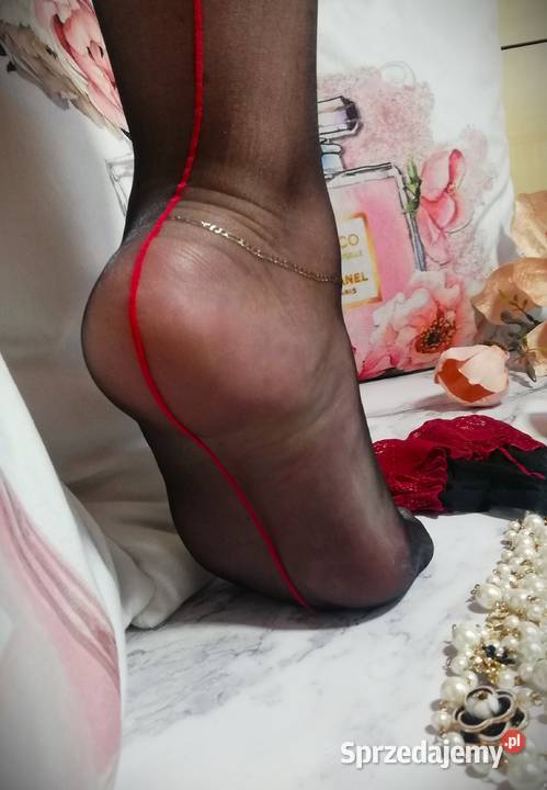 pończochy czarne wiśniowa manszeta Warszawa