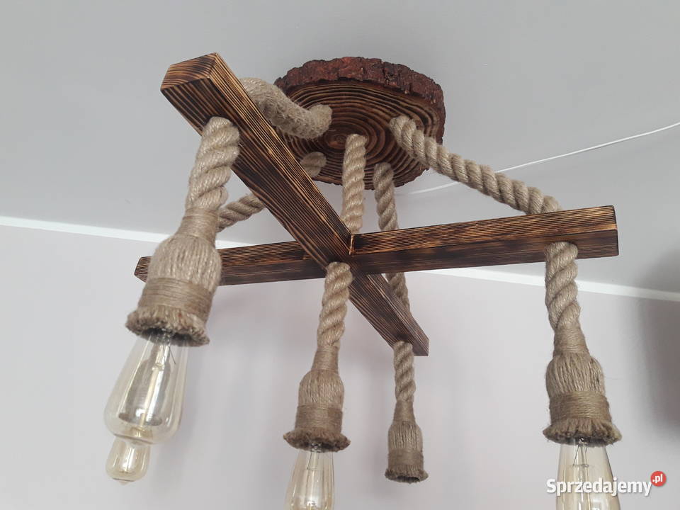 Lampa wisząca K5 z liny jutowej żyrandol 5xE27 z zachodniopomorskie Mirosławiec
