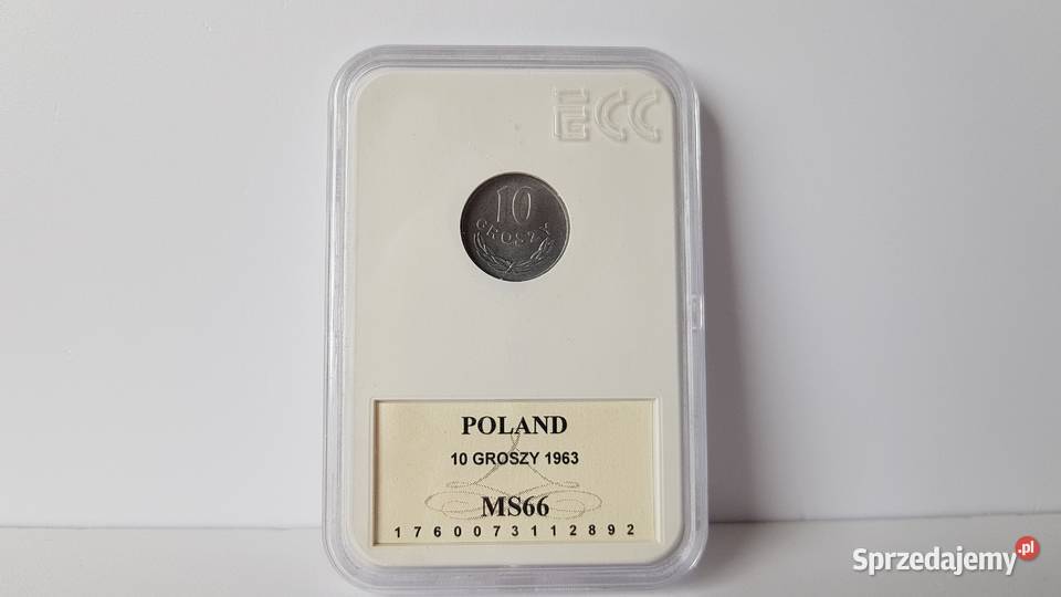 10 groszy 1963 MS66 holder GCN ECC PRL Dąbrowa Górnicza