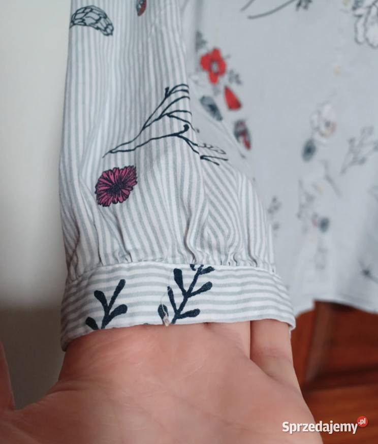 Koszula błękitna w kwiaty elegancka bawełniana podkarpackie Rzeszów sprzedam