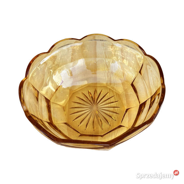 Miodowa misa szklana art deco Stlzle Czechy lata mazowieckie Warszawa