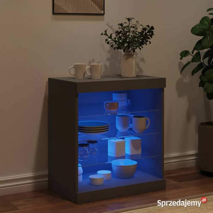 Szafka z oświetleniem LED czarna 605x37x67