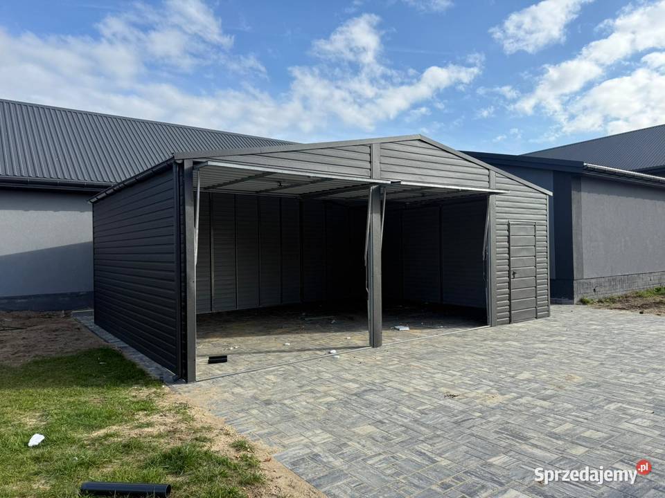 Garaż blaszany dwustanowiskowy 8x6 Dach mazowieckie Warszawa