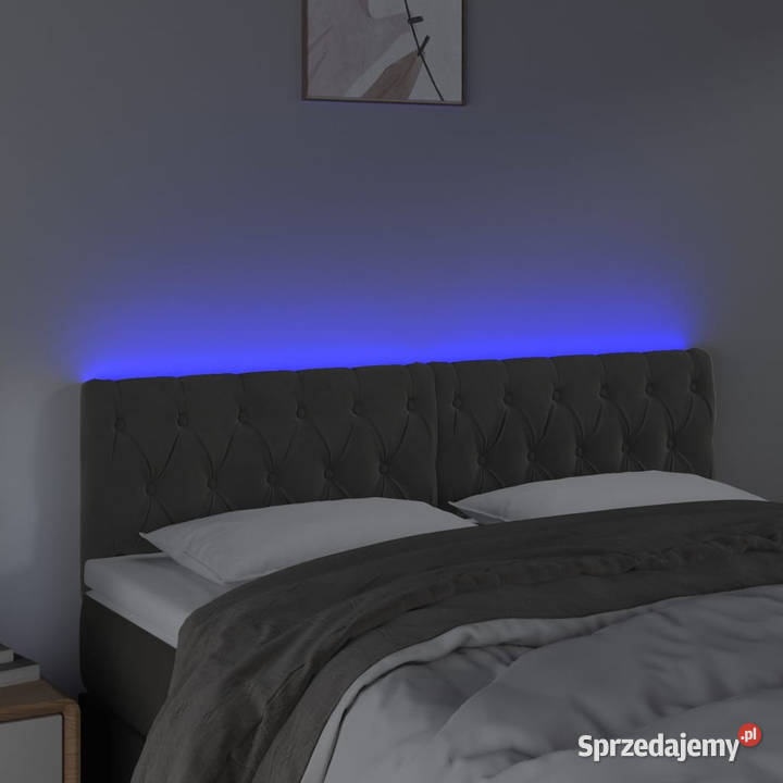 Zagłówek do łóżka z LED ciemnoszary 144x7x7888