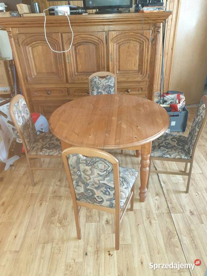 Rozkladany stół dębowy z 4 krzesłami 75cm wielkopolskie
