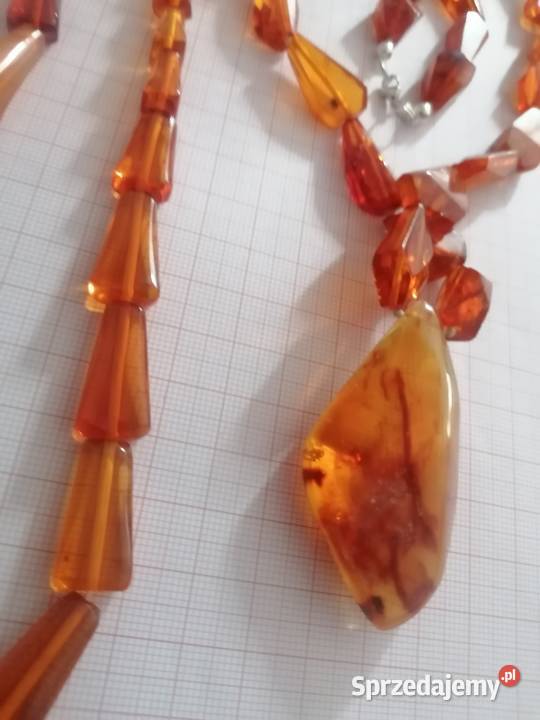 Naszyjnik Bursztyn Vintage Rękodzieło Antyki, Sztuka, Kolekcje