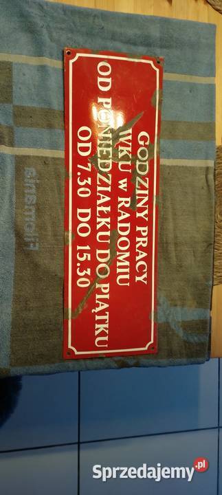 Emaliowana tablica z wojska PRL loftt uszkodzona Jarosław