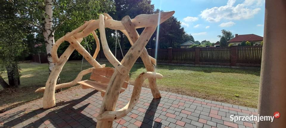 Huśtawka z naturalnych krzywych bali Ławka Meble