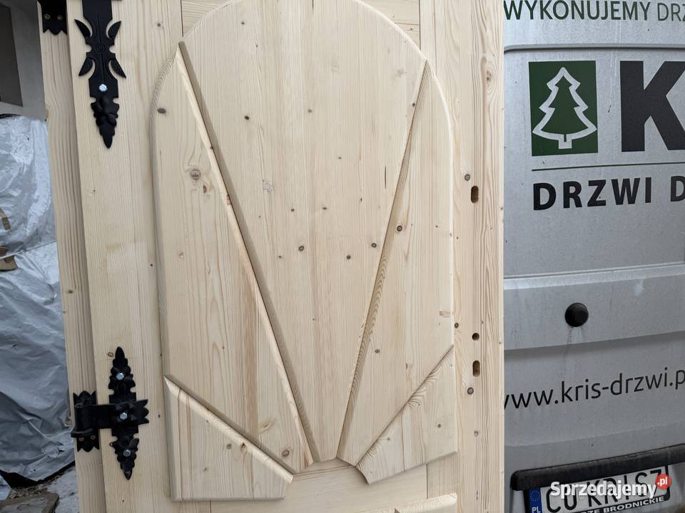 DRZWI ZEWNĘTRZNE ŚWIERKOWE dostępne ręki 75mm małopolskie Małe Ciche