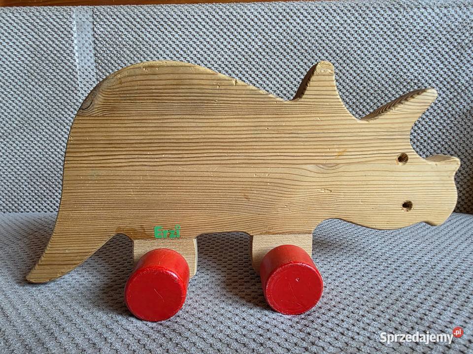 Erzi duży drewniany dinozaur na kółkach
