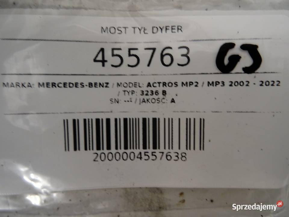 MOST TYŁ DYFER MERCEDES ACTROS MP2 MP3 8X4 120 Mosty