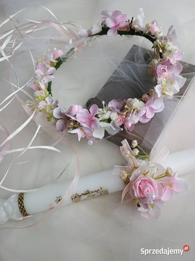 Wianek komunijny jasny róż wielkopolskie Poznań