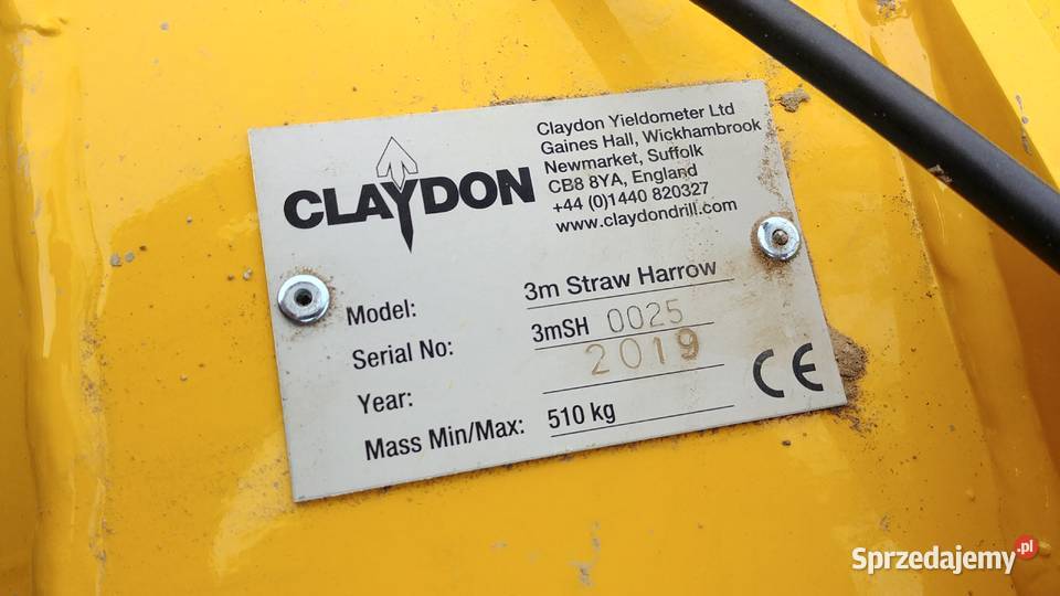 Claydon Straw Harrow 3m Brona mulczowa do słomy Brony Przywidz