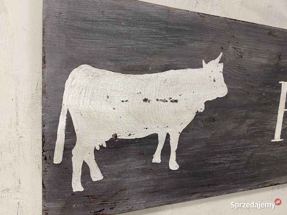 Szyld Farmhouse grafika krówki ręcznie malowany Śrem