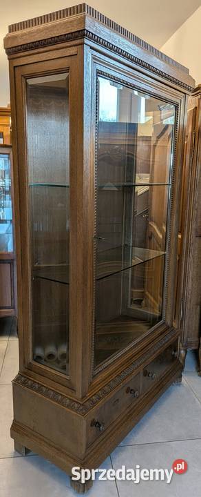 piękna dębowa witrynaserwantka secesyjnasklep Dąbrowa Górnicza