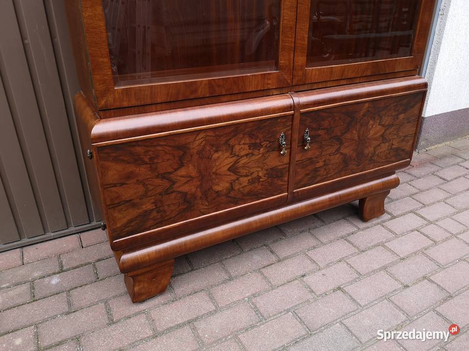 Witryna Biblioteka ARTDECO Orzech Zgrabna Stara Swarzędz