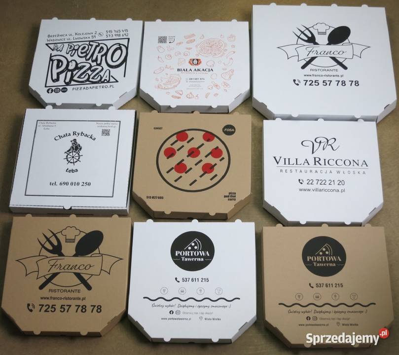 Kartony pudełka EKO na pizzę z nadrukiem 100 Lublin sprzedam