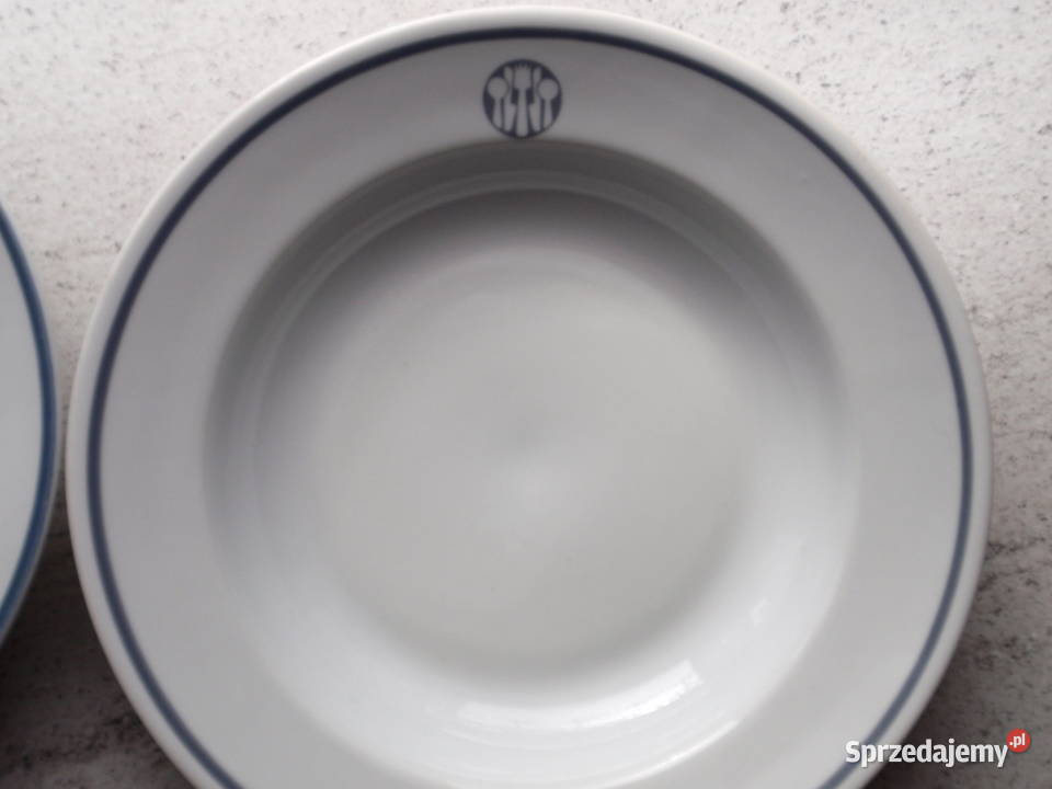 Talerze porcelana Lubiana Bistona PRL biały łódzkie Łódź