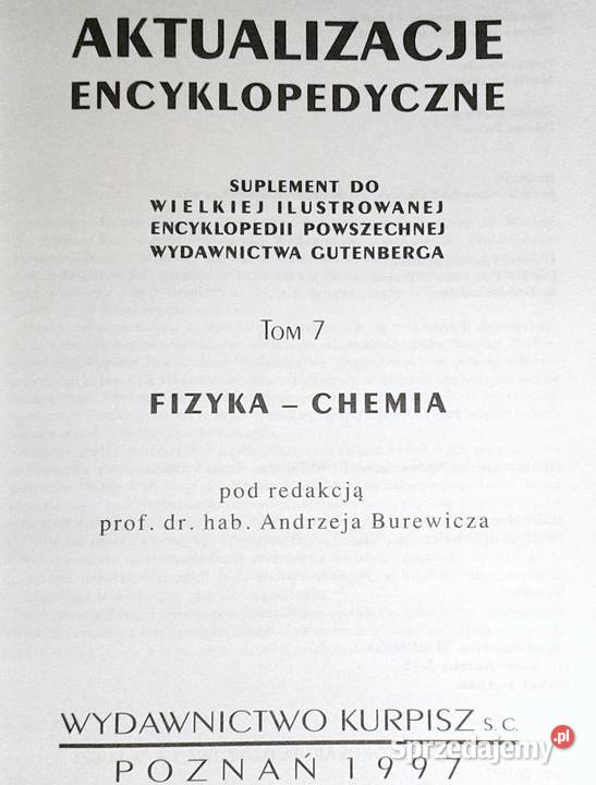 Aktualizacje Encyklopedyczne Fizykachemia Tom 7 Chełm