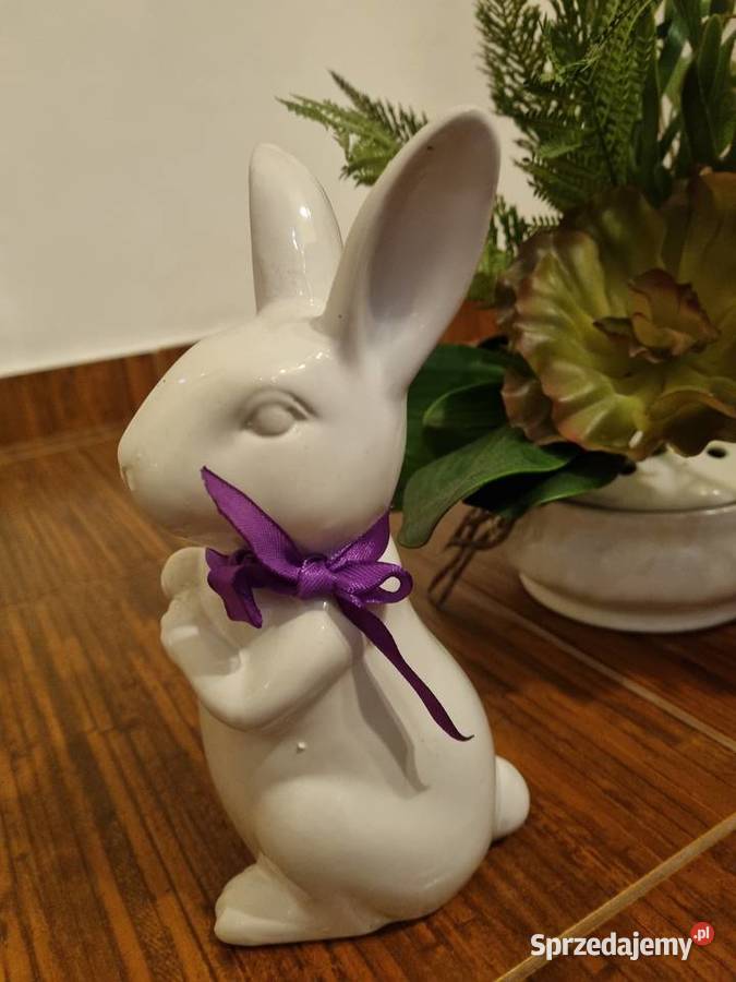 Zając Wielkanocny Duży Ceramika Biała Figurki i rzeźby lubelskie Lublin sprzedam