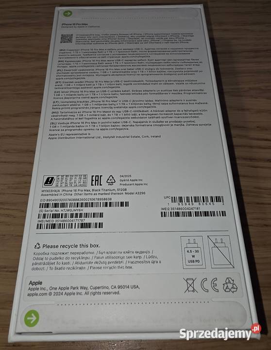 Nowy iPhone 16 Pro Black Titanium 512GB NOWY Telefony i Akcesoria podkarpackie Rzeszów sprzedam