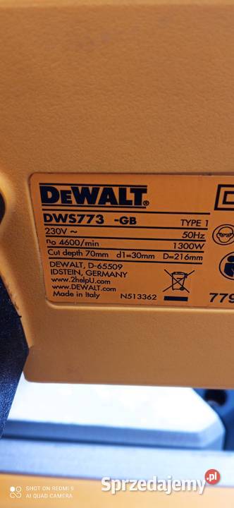 Ukośnica DEWALT DWS773 216mm 1300W z posuwem wielkopolskie Poznań sprzedam