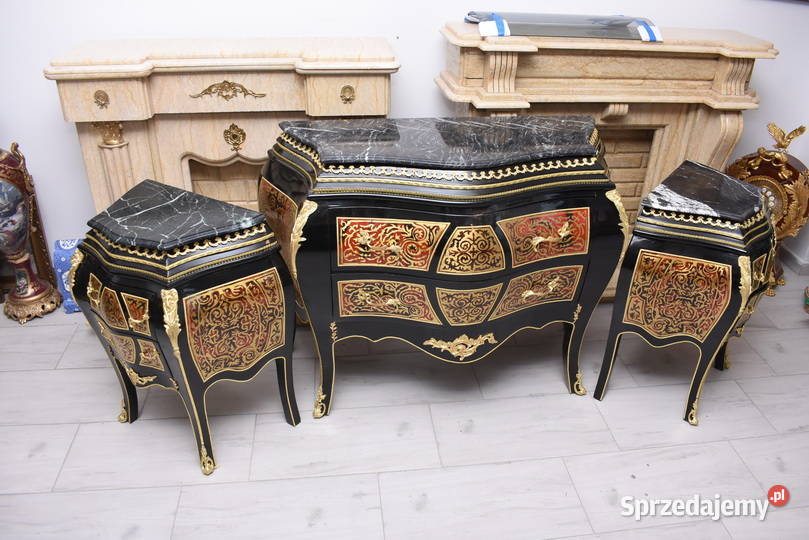 Komplet Boulle komoda 2 Szafki Marmur Kraków