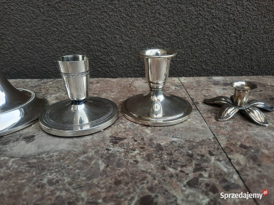 Świeczniki szkło mosiądz ceramika zestaw 7 Tczew sprzedam