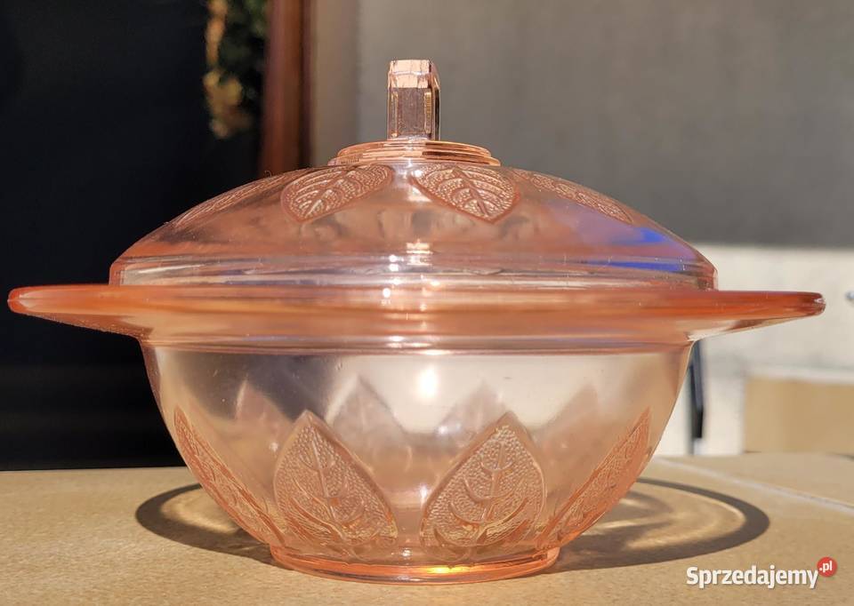 Wyjątkowa bomboniera prasowane szkło rozalinowe sprzedam