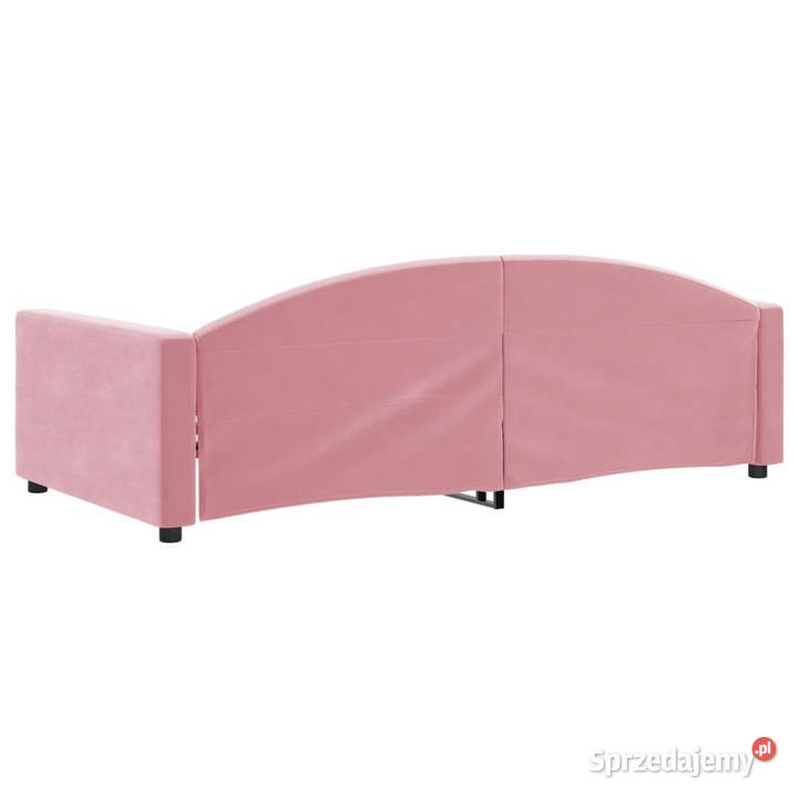 Sofa z funkcją spania różowa obita aksamitem