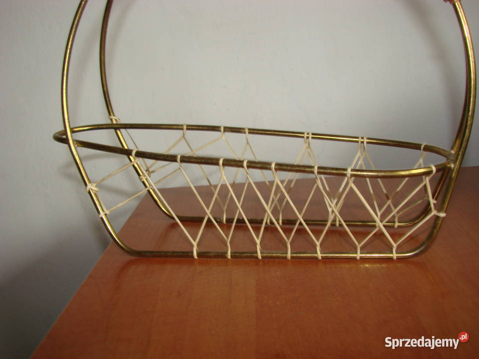 mosiężny koszyk na butelkę PRL Pruszcz Gdański