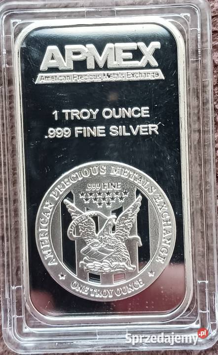 Sztabka srebra USA APMEX1 Oz trojańska 0999 Antyki, Sztuka, Kolekcje Konin sprzedam