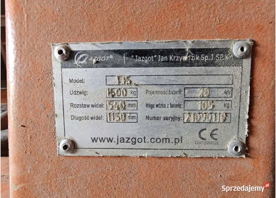 Syndyk sprzda elektryczny wózek paletowy JAZGOT Kraków