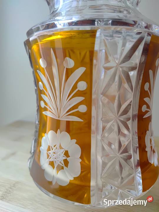 Wazon dwubarwny kryształowy w kwiaty vintage Kraków