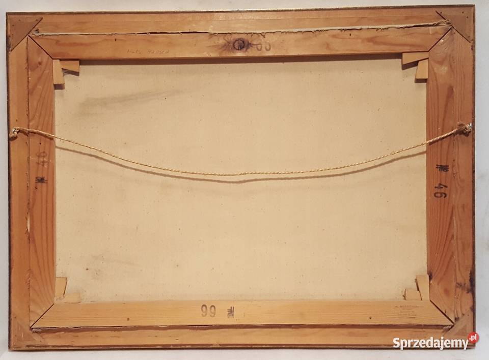 Stary ładny olejny na płótnie Wiejski pejzaż w mazowieckie Warszawa