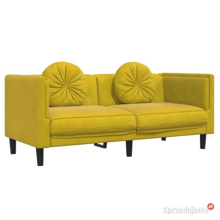 Sofa 2osobowa z poduszkami żółta aksamit mazowieckie
