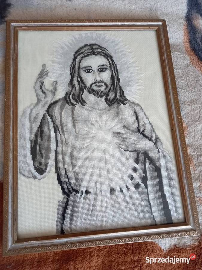 Obraz haft krzyżykowy z ramką Jezus Cieszanów