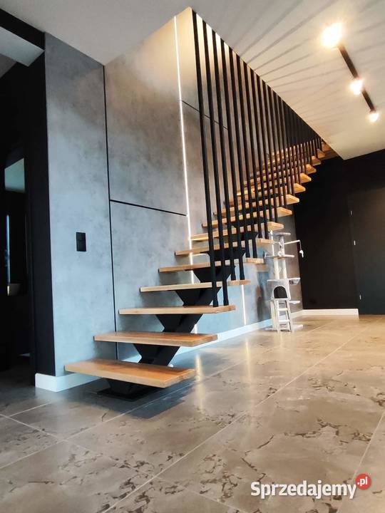 Schody konstrukcja metalowa plus stopnie dąb Częstochowa