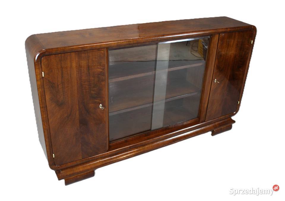 Niska biblioteka art deco w orzechu renowacji sprzedam