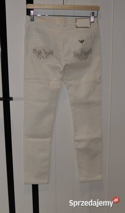 Armani Jeans świetne spodnie cyrkonie 36 S biały Wrocław