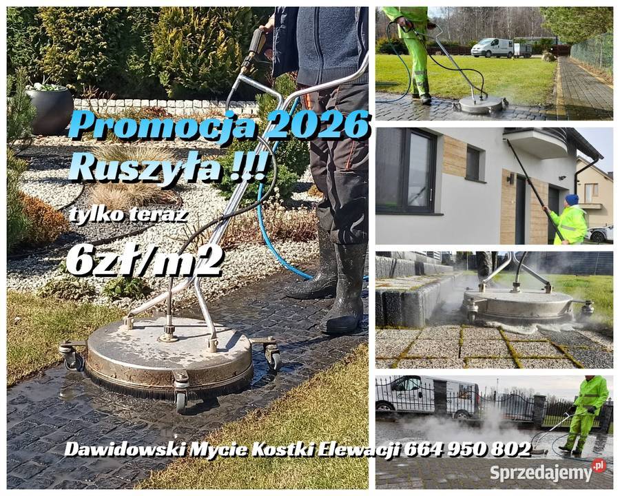 Mycie kostki brukowej elewacji polbruku Kościerzyna